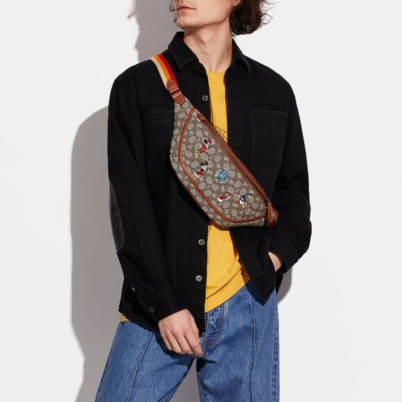 ALMOST PERFECT Coach Disney X Coach League Belt Bag Sig Textile Jacquard Micke - Picture 5 of 7